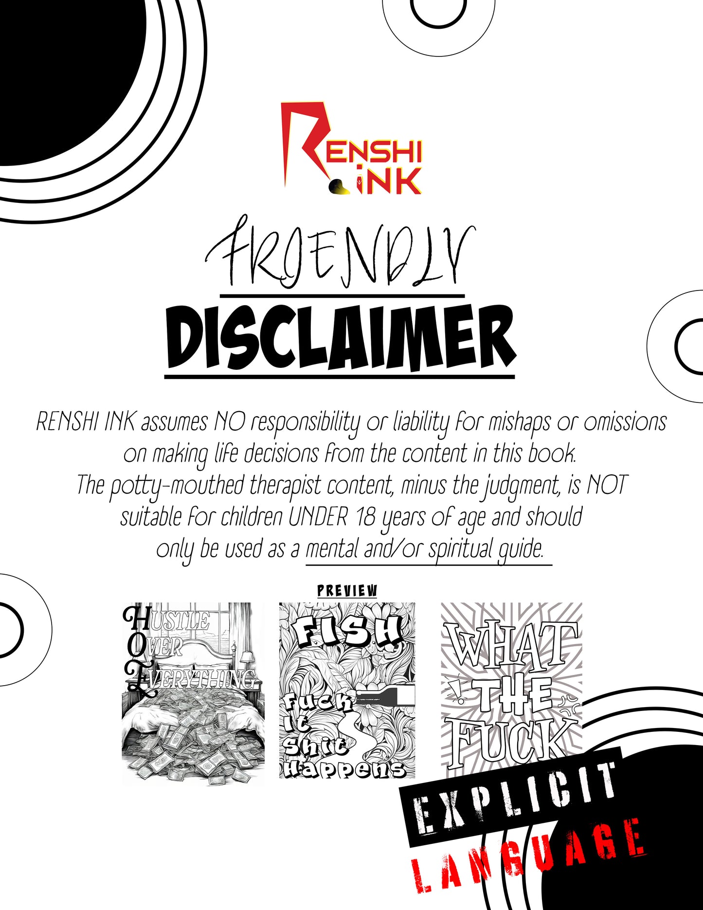 Adult Art Therapy Coloring Book by Renshi Ink