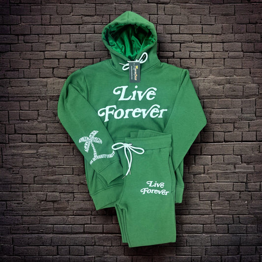 Green Live Forever Hoodie Set – Life Over Death Collection
